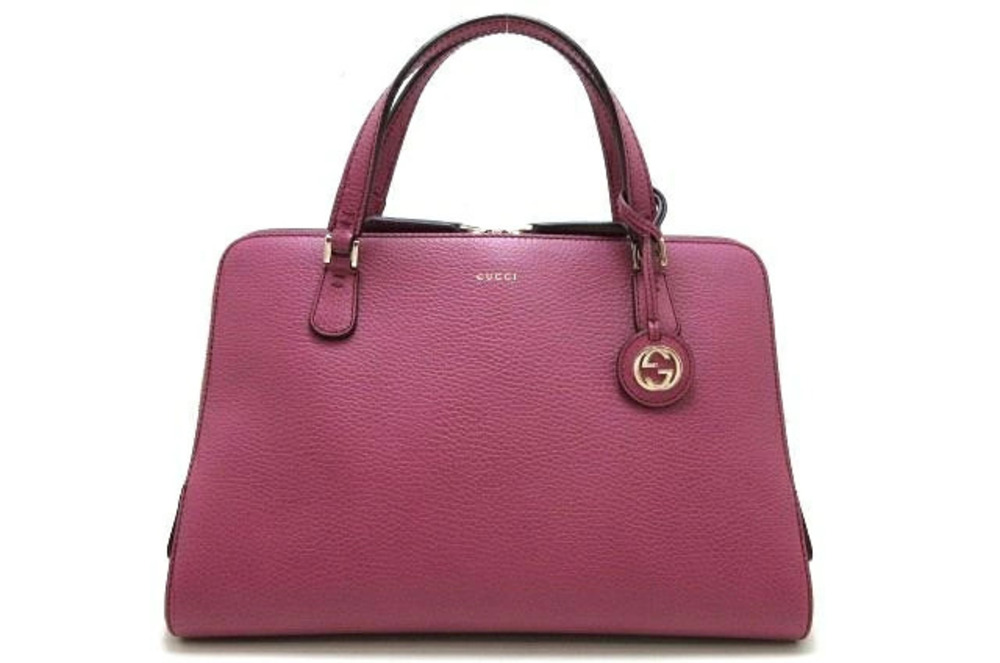 Gucci Lady Top Handle Bag Interlocking G Charm Handbag Leather Rose Pink